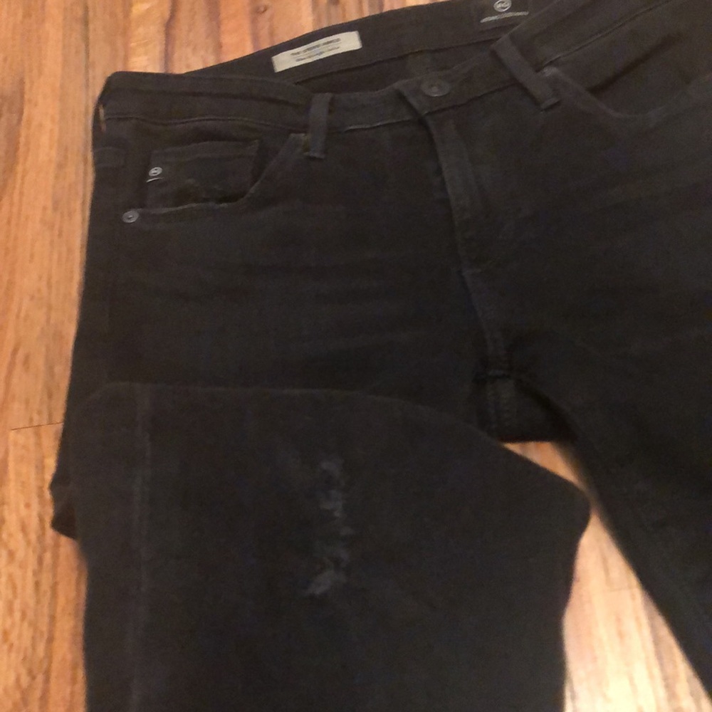 AG Stevie ankle jeans black skinny jeans with holes distressed size 26 - Picture 7 of 16